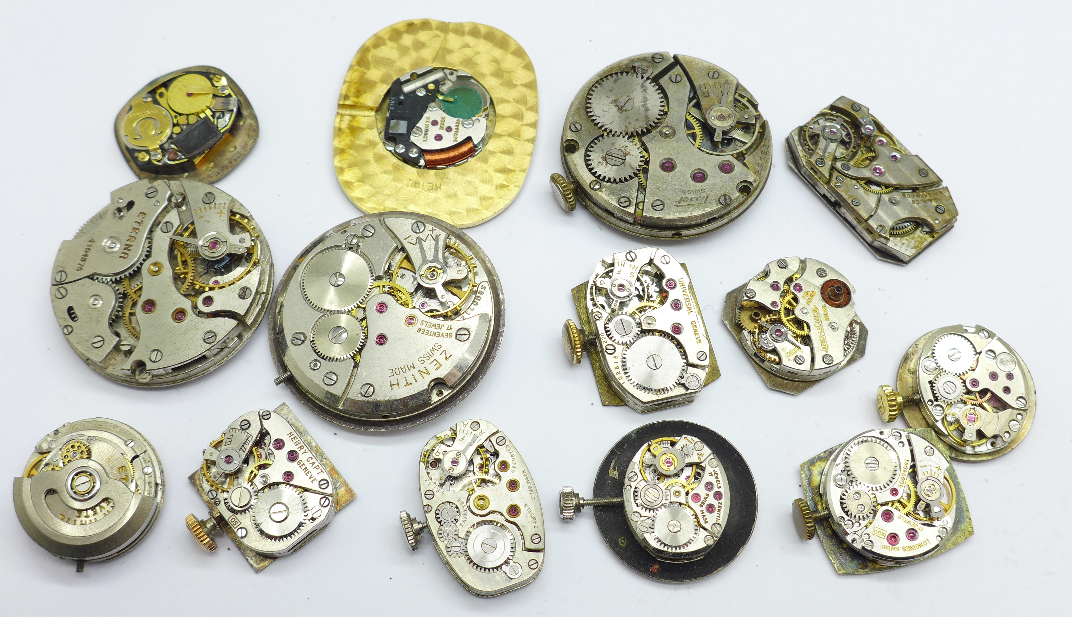 Lady's and gentleman's wristwatch movements including Omega, Universal, Jaeger-LeCoultre, Longines - Image 5 of 8