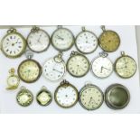 Pocket watches including Smiths and Champion, a/f