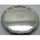 A silver tray, London 1969, 490g, 25cm