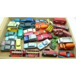 A collection of Matchbox Lesney model vehicles and three tin-plate model vehicles including one