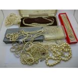 Assorted faux pearl necklaces