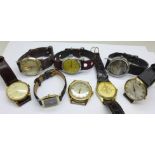 Eight wristwatches including Ingersoll and Timex