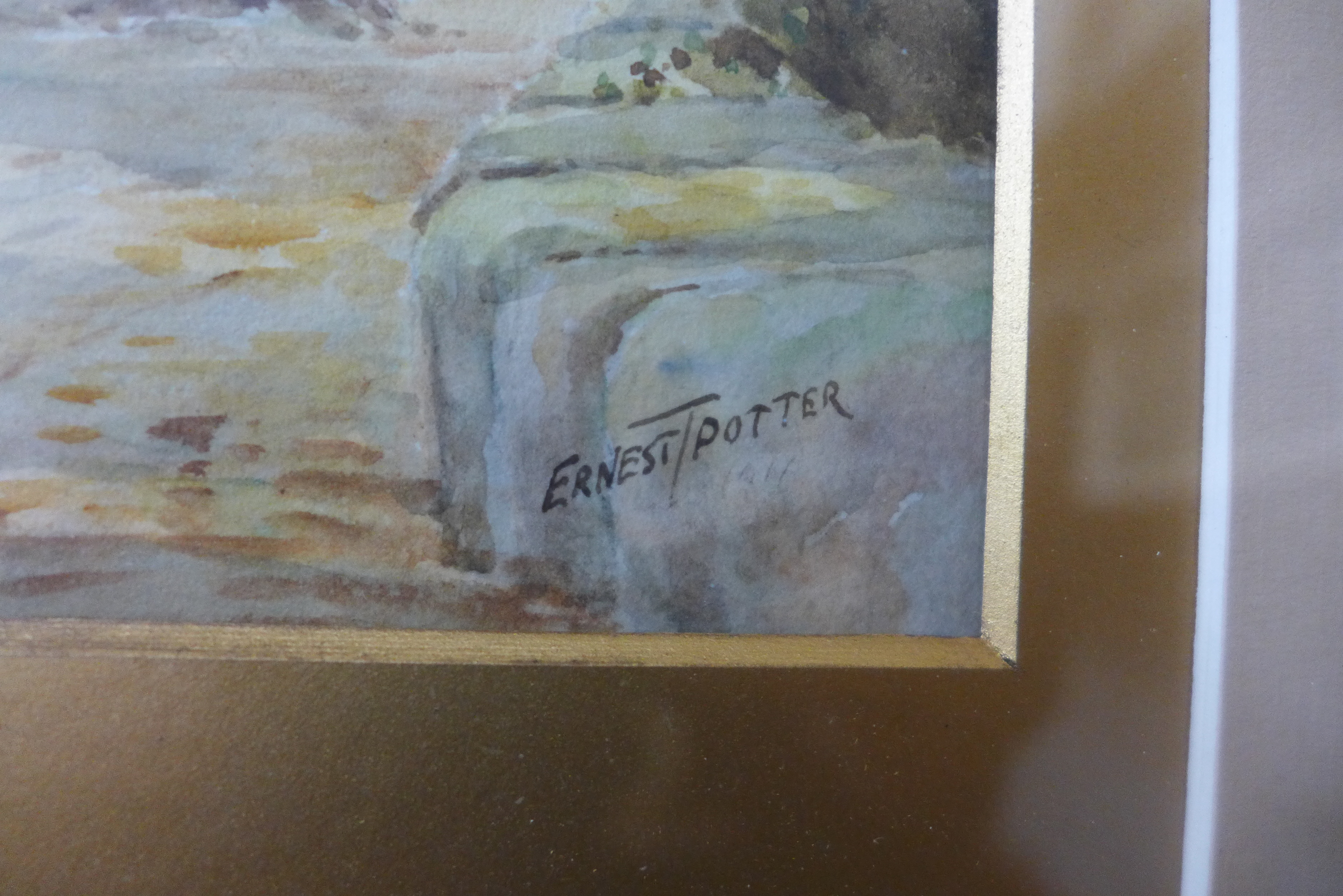 Ernest Potter, Guy's Cliff Mill, Warwick, watercolour, 17 x 25cms, framed - Image 4 of 4