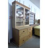 A Victorian waxed pine bookcase, 216cms h, 126cms w, 61cms d