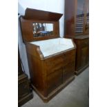 A 19th Century French mahogany washstand, 97cms h, 90cms w, 50cms d