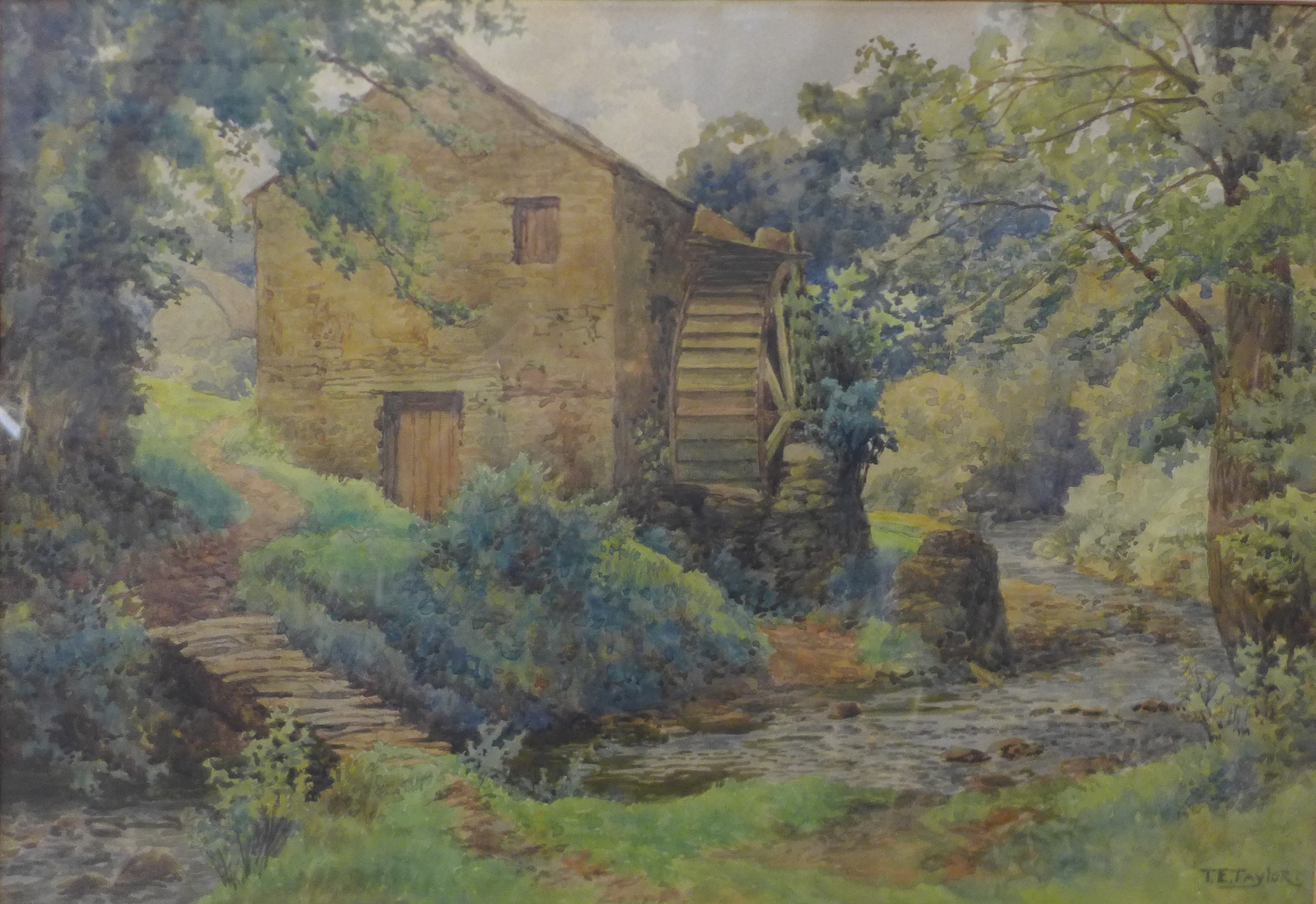 T.E. Taylor, Old Mill, watercolour, 36 x 53cms, framed