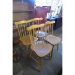 A set of four beech kitchen chairs