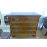 A George I style walnut and burr walnut bachelor's chest of drawers, 62cms h, 71cms w, 36cms d