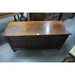 An oak linenfold blanket box