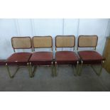 A set of four Marcel Breuer style Cesca cantilever chairs