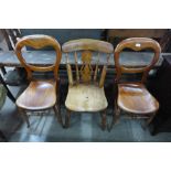 Three Victorian kitchen chairs