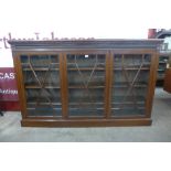 A Victorian mahogany astragal glazed three door bookcase, 116cms h, 184cms w, 34cms d