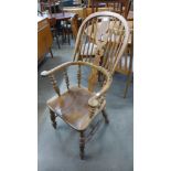 An elm and beech Windsor armchairs