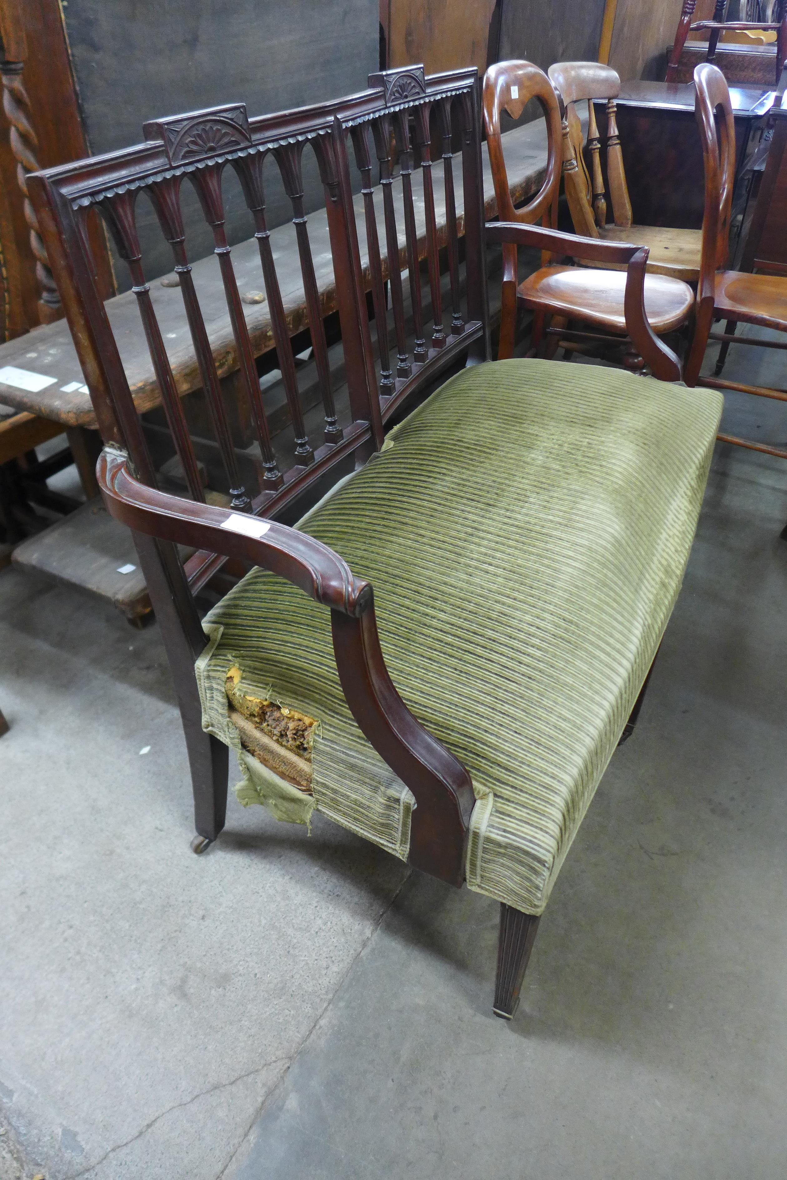 An Edward VII mahogany and upholstered salon settee - Image 2 of 2