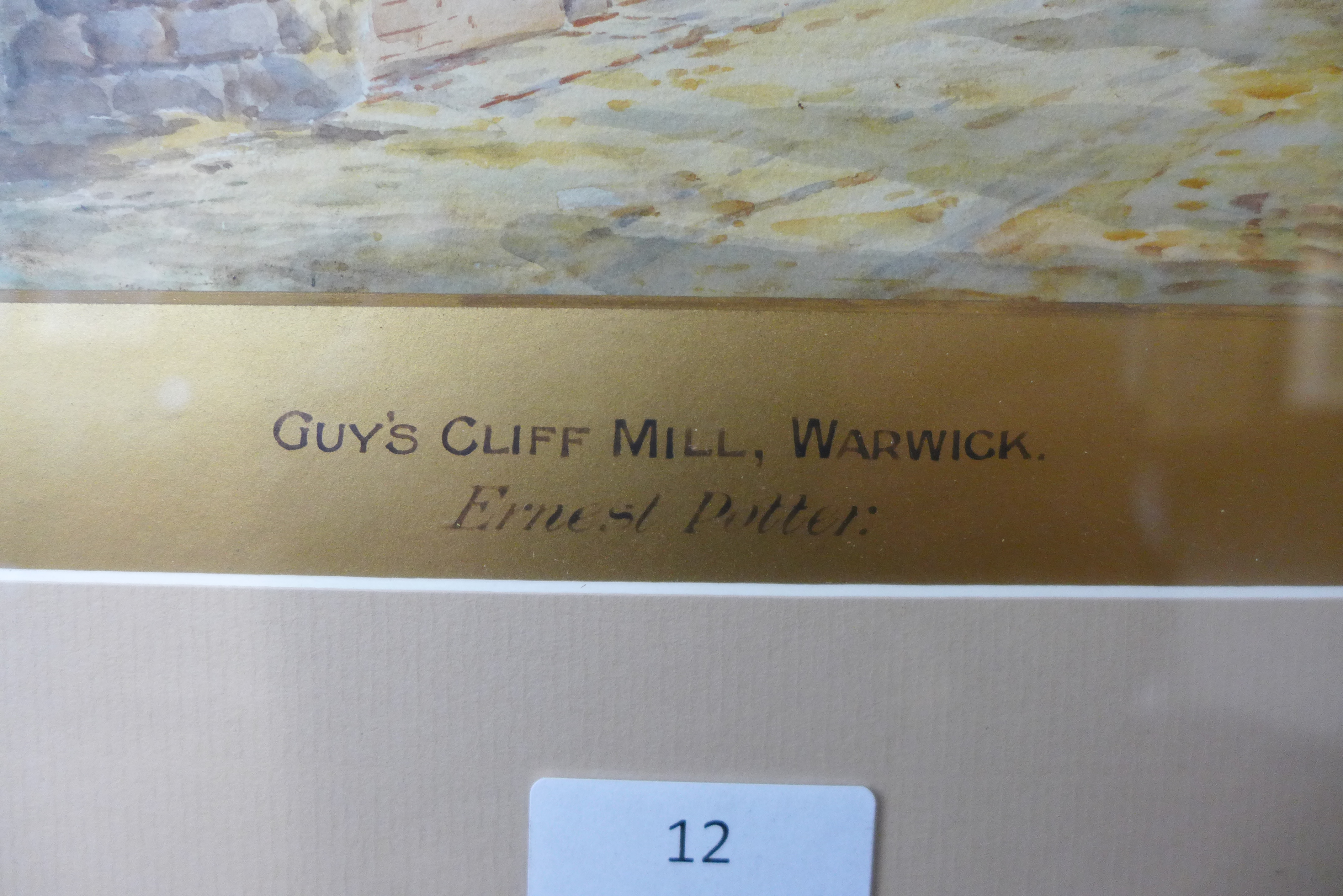 Ernest Potter, Guy's Cliff Mill, Warwick, watercolour, 17 x 25cms, framed - Image 3 of 4