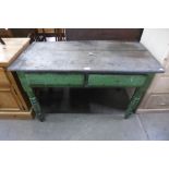 A Victorian painted pine drop-leaf kitchen table