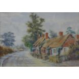 J. Knight, Fareham Brook and Old Cottages, Main Road, Wilford Village, watercolour, 24 x 35cms,
