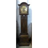 An early 20th Century oak geometric moulded dwarf longcase clock, 170cms h