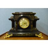 A Mercedes faux marble mantel clock, 35cms h