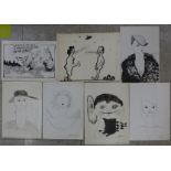 Polish School, thirteen assorted drawings/cartoons