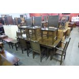 An oak refectory table and eight chairs