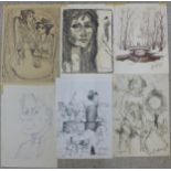 Georgij Safronow (Polish b. 1947), folio of assorted crayon and pen and ink, drawings (14)