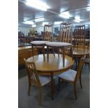 A G-Plan Fresco teak extending dining table and six chairs