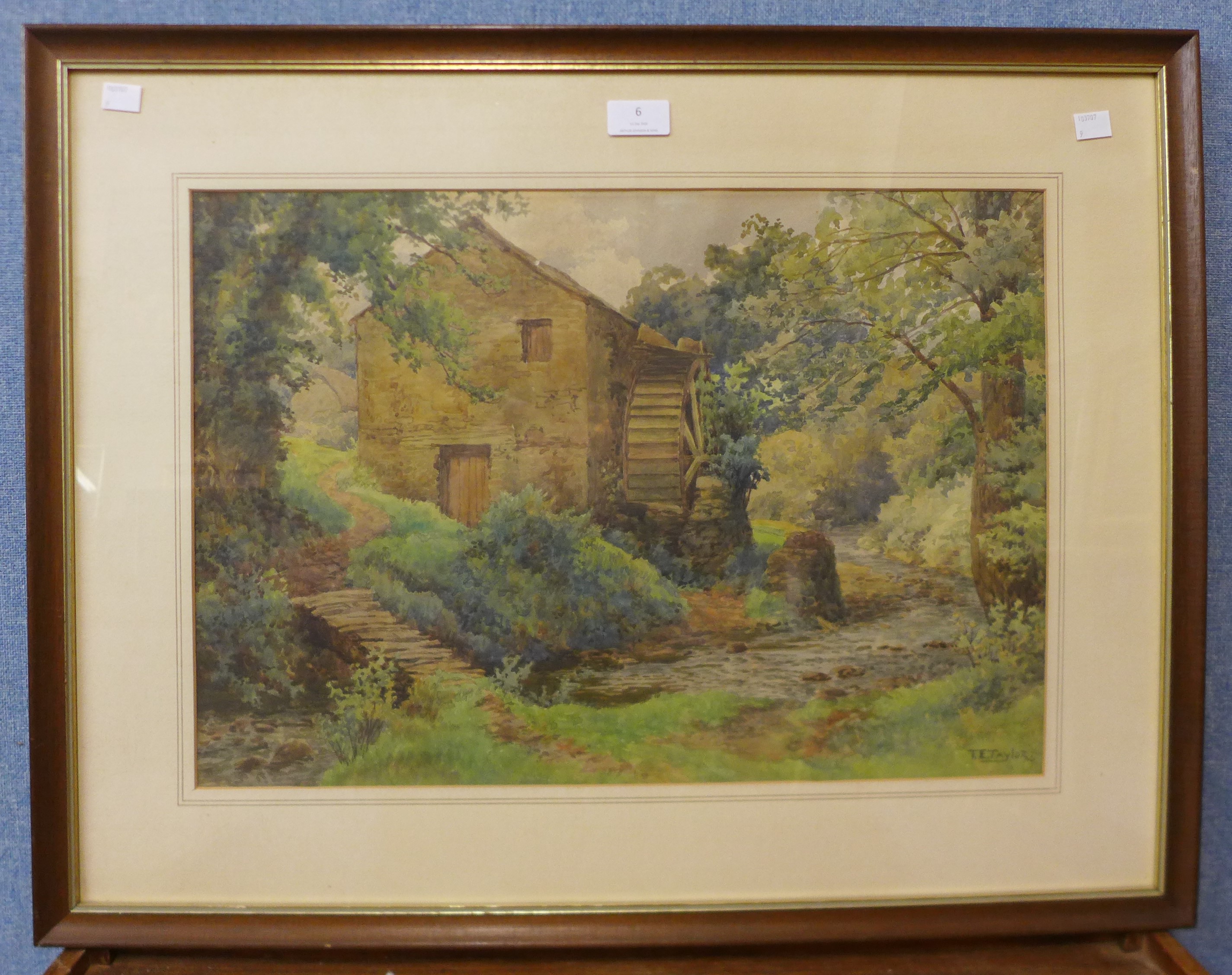 T.E. Taylor, Old Mill, watercolour, 36 x 53cms, framed - Image 2 of 3