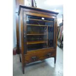 A Victorian inlaid rosewood music cabinet, 89cms h, 61cms w, 38cms d