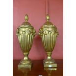 A pair of large George III style gilt urns and covers, 88cms h (20038898) #