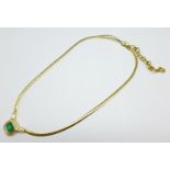 A Christian Dior green stone necklace, 42cm