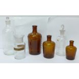 A collection of six chemist's bottles including Boots