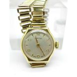 A lady's 9ct gold cased Vertex wristwatch on a 9ct gold bracelet strap, weight without movement 15.