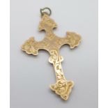 A 9ct gold cross pendant, Birmingham 1905, 1.3g, 25mm x 38mm