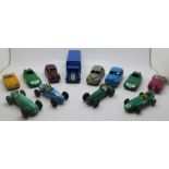 Twelve Dinky die-cast vehicles including eight racing cars