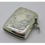 A silver vesta case, Birmingham 1911