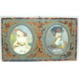 Two portrait miniatures with faux tortoiseshell boulle style frame