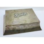 A silver bridge/card box, Birmingham 1908, total gross weight 408g, base 17cm