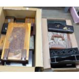 A large collection of jewellery boxes, glove box, wooden boxes, etc. **PLEASE NOTE THIS LOT IS NOT