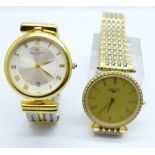 Two gentleman's dress wristwatches, Longines and Michel Herbelin, (MH case back a/f, scratched)