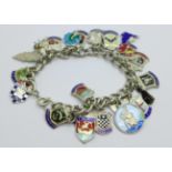 A silver charm bracelet, 45g