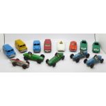 Thirteen Dinky die-cast vehicles including seven racing cars