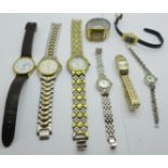 Two Rotary wristwatches and six other watches, (vintage Avia lacking button)