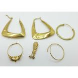 Scrap 9ct gold and yellow metal jewellery, a/f, 5.3g