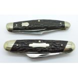 Two I.XL pocket knives, George Wolstenholm, Sheffield, England