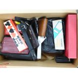A box of wallets, organisers, Bridge playing cards, magnifying glasses, etc. **PLEASE NOTE THIS