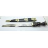 A Scottish dress dagger with scabbard, the blade marked Mole & Sons, Birmingham, the scabbard marked