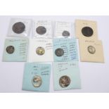 Ten Roman coins, (packaged, listed and priced)