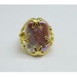 A large silver gilt purple Keshi pearl ring, P