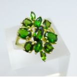 A silver gilt Russian diopside ring, P
